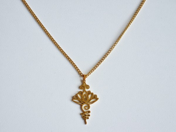 collier lotus doré acier inoxydable